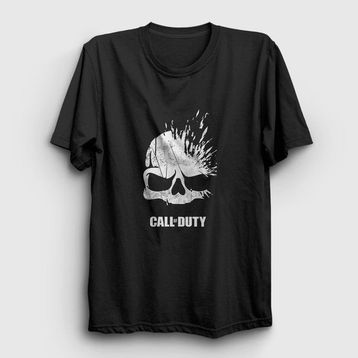 Presmono Unisex Skull Call Of Duty Siyah T-Shirt