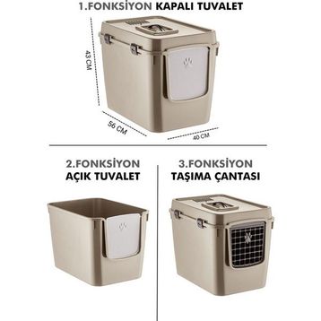 Pribor HZ-500 XXL Bej 3 Fonksiyonlu Kedi Tuvaleti