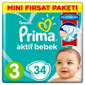 Prima Aktif Bebek No:3 Midi 34 Adet Bebek Bezi