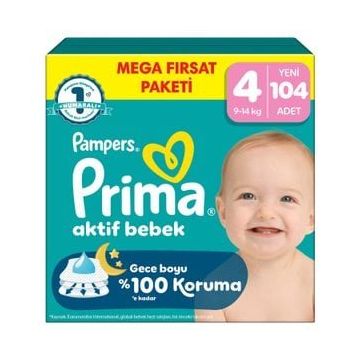 Prima Aktif Bebek No:4 Maxi 104 Adet Bebek Bezi