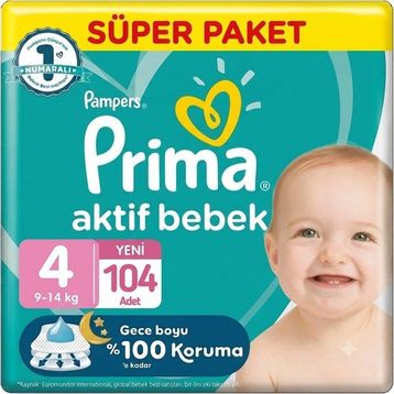 Prima Aktif Bebek No:4 Maxi 104 Adet Bebek Bezi