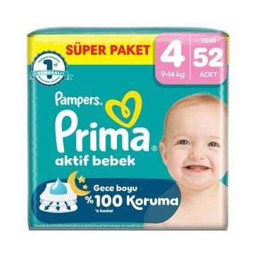 Prima Aktif Bebek No:4 Maxi 52 Adet Bebek Bezi