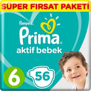 Prima Aktif Bebek No:6 XLarge 56 Adet Bebek Bezi