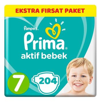 Prima Aktif Bebek No:7 XXLarge 204 Adet Bebek Bezi