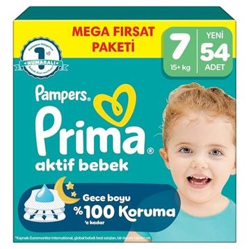 Prima Aktif Bebek No:7 XXLarge 54 Adet Bebek Bezi