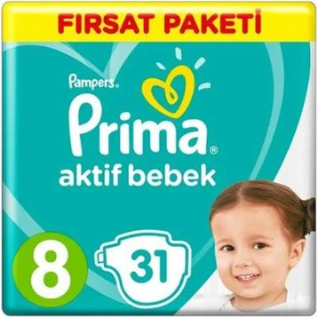 Prima Aktif Bebek No:8 XXXLarge 31 Adet Bebek Bezi