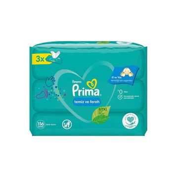 Prima Temiz ve Ferah Bitki Bazlı 3x52 Yaprak Islak Havlu Mendil