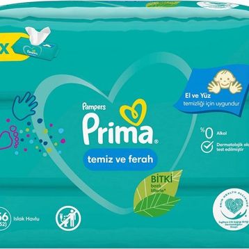 Prima Temiz ve Ferah Bitki Bazlı 3x52 Yaprak Islak Havlu Mendil