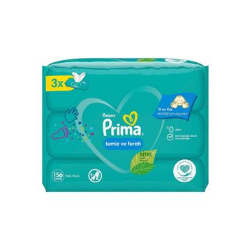 Prima Temiz ve Ferah Bitki Bazlı 3x52 Yaprak Islak Havlu Mendil