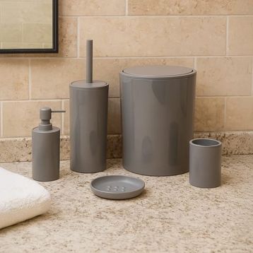 Primanova Flores 5'li Gri Banyo Seti