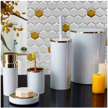 Primanova Lenox Beyaz Altın Çerçeve Lenox Banyo Seti