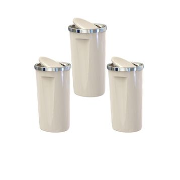 Primanova M-E76-09 Lenox Bej 3 Adet 35 lt Bej Çöp Kovası