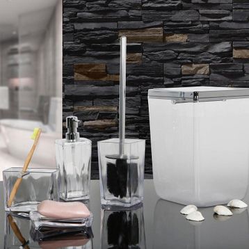 Primanova M-SAS05-16 Biga Şeffaf Krom 5 Parça Banyo Takımı Seti