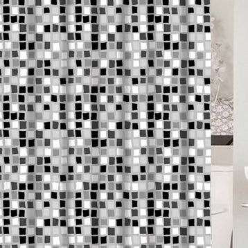 Primanova Paradise Grey Siyah Beyaz Banyo Perdesi