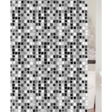 Primanova Paradise Grey Siyah Beyaz Banyo Perdesi
