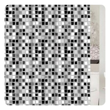 Primanova Paradise Grey Siyah Beyaz Banyo Perdesi