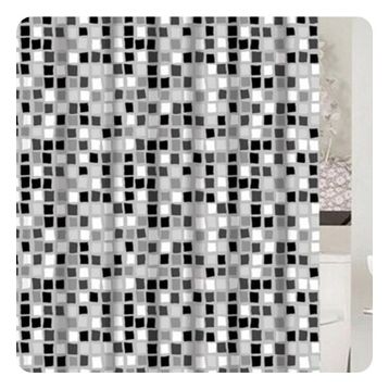 Primanova Paradise Grey Siyah Beyaz Banyo Perdesi