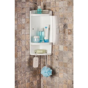 Primanova S05 Şeffaf Kapaklı Banyo Köşe Rafı