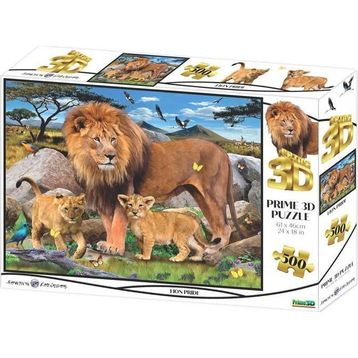 Prime 10161 3D Aslan Ailesi 500 Parça Yetişkin Puzzle