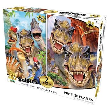 Prime 10235 3D Dinozorlar ve T-Rex Selfie 2'li 200 Parça Puzzle