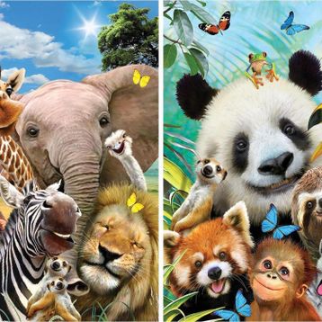 Prime 10237 3D Afrika Hayvanları ve Hayvanlar Alemi Selfie 2'li 200 Parça Puzzle