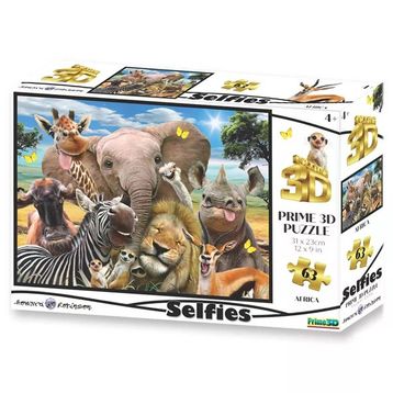 Prime 10543 3D Afrika Selfie 63 Parça Puzzle