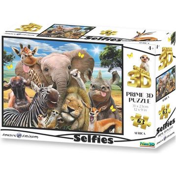 Prime 10543 3D Afrika Selfie 63 Parça Puzzle
