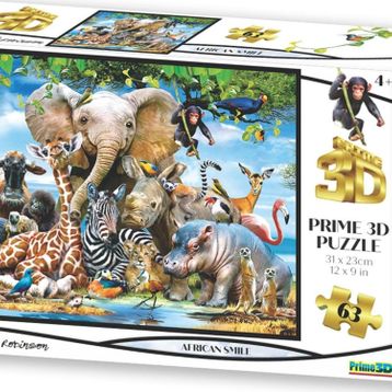 Prime 10638 3D Afrika Smile 63 Parça Puzzle