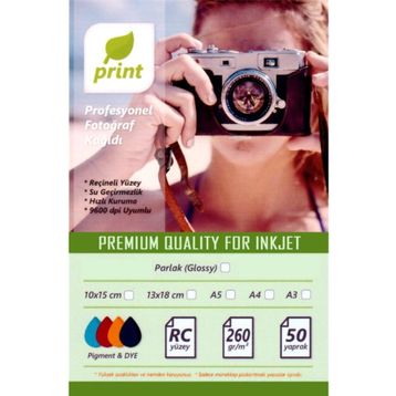 Print Epson L3151 Premium Parlak 260 gr 10x15 50 Yaprak Fotoğraf Kağıdı