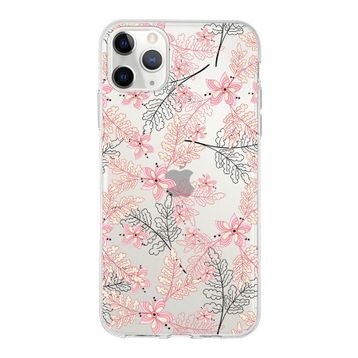 Printify Apple iPhone 11 Pro Max Uyumlu Kapak Floral Kırmızı Tasarımlı Şeffaf Silikon Kılıf