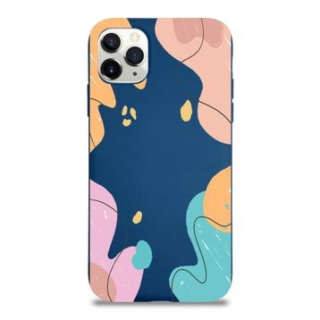 Printify Apple Iphone 11 Pro Max Uyumlu Lansman Karışık Renkler Tasarımlı Içi Kadife Kapak-Lacivert Kılıf