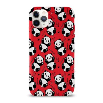 Printify Apple Iphone 11 Pro Max Uyumlu Lansman Panda Tasarımlı Içi Kadife Kapak-Kırmızı Kılıf