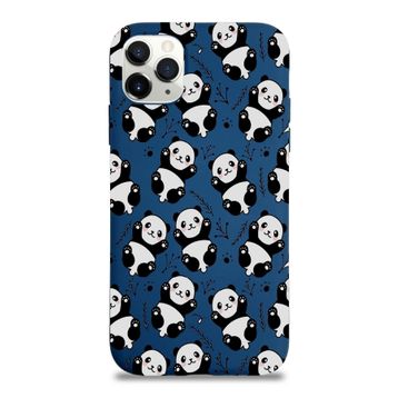 Printify Apple Iphone 11 Pro Max Uyumlu Lansman Panda Tasarımlı Içi Kadife Kapak-Lacivert Kılıf