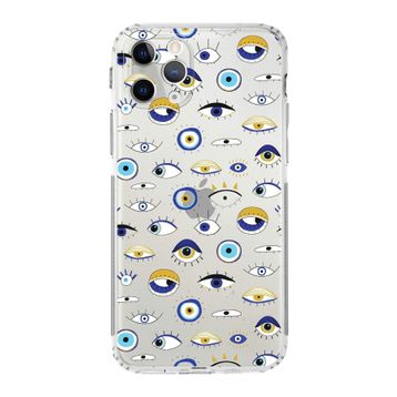 Printify Apple iPhone 11 Pro Uyumlu Nazar Boncuğu 2 Baskılı Kamera Korumalı Şeffaf Silikon Kılıf
