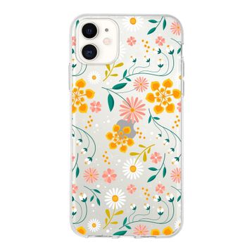 Printify Apple iPhone 11 Uyumlu Kapak Çiçek Tasarımlı 1mm Fit Şeffaf Silikon Kılıf