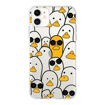 Printify Apple iPhone 11 Uyumlu Kapak Duck Tasarımlı 1mm Fit Şeffaf Silikon Kılıf