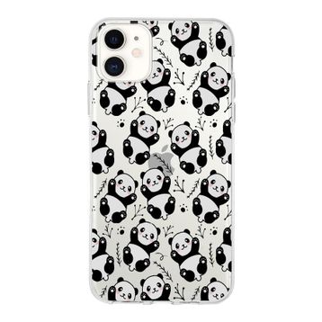 Printify Apple iPhone 11 Uyumlu Kapak Panda Tasarımlı Fit Şeffaf Silikon Kılıf