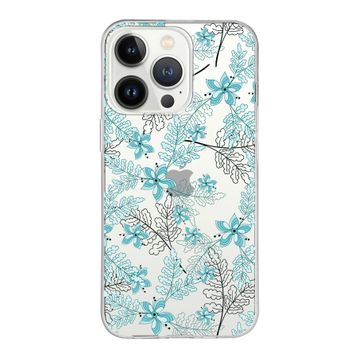 Printify Apple iPhone 13 Pro Max Uyumlu Kapak Floral Su Yeşili Tasarımlı Şeffaf Silikon Kılıf