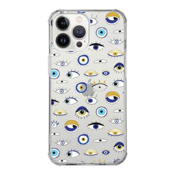 Printify Apple iPhone 13 Pro Uyumlu Nazar Boncuğu 2 Baskılı Şeffaf Köşe Korumalı Antişok Kılıf