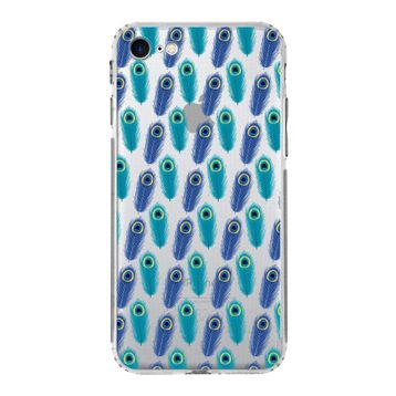 Printify Apple iPhone 7 Uyumlu Nazar Boncuğu 4 Baskılı Kamera Korumalı Şeffaf Silikon Kılıf