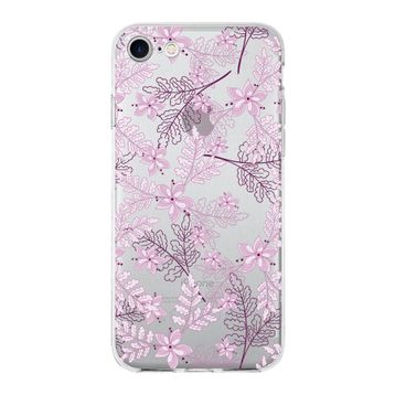 Printify Apple iPhone SE 2020 Uyumlu Kapak Floral Pudra Tasarımlı Şeffaf Silikon Kılıf