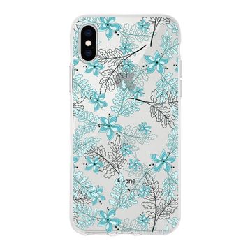 Printify Apple iPhone XS Uyumlu Kapak Floral Su Yeşili Tasarımlı Şeffaf Silikon Kılıf