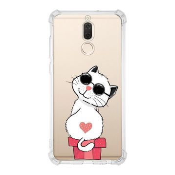 PrintiFy Huawei Mate 10 Lite Uyumlu Köşe Korumalı Antişok Kapak Coolcat Tasarımlı Şeffaf Kılıf