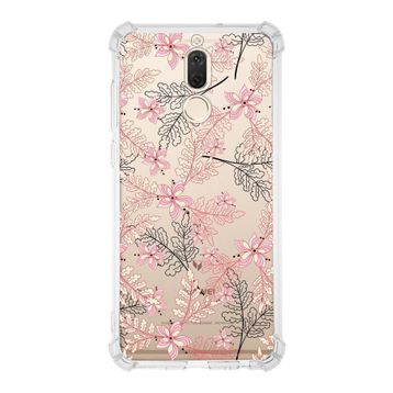 PrintiFy Huawei Mate 10 Lite Uyumlu Köşe Korumalı Antişok Kapak Floral Kırmızı Tasarımlı Şeffaf Kılıf