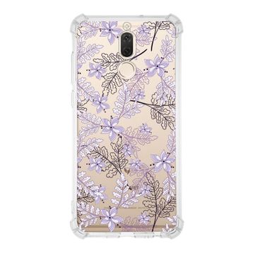 PrintiFy Huawei Mate 10 Lite Uyumlu Köşe Korumalı Antişok Kapak Floral Lila Tasarımlı Şeffaf Kılıf