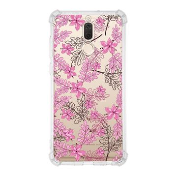 PrintiFy Huawei Mate 10 Lite Uyumlu Köşe Korumalı Antişok Kapak Floral Pembe Tasarımlı Şeffaf Kılıf