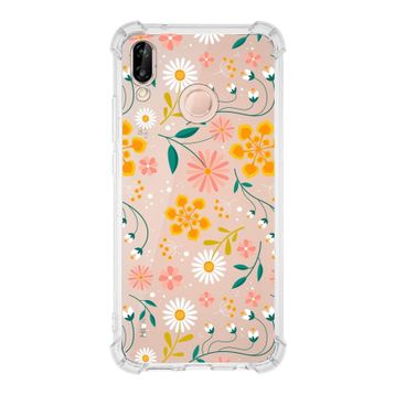 Printify Huawei P20 Lite Uyumlu Köşe Korumalı Antişok Kapak Çiçek Tasarımlı Şeffaf Kılıf