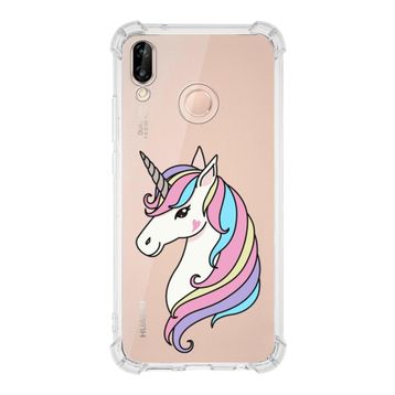 Printify Huawei P20 Lite Uyumlu Köşe Korumalı Antişok Kapak Unicorn Tasarımlı Şeffaf Kılıf
