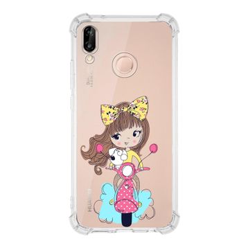 Printify Huawei P20 Lite Uyumlu Köşe Korumalı Antişok Kapak Vespagirl Şekiller Tasarımlı Şeffaf Kılıf