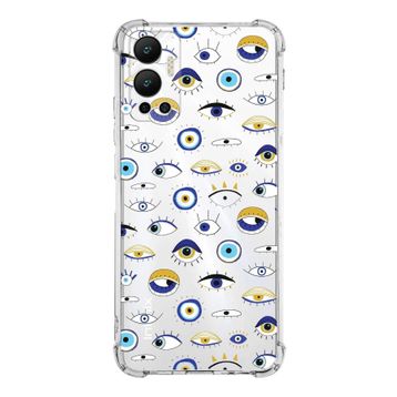 PrintiFy İnfinix Hot 12 Uyumlu Nazar Boncuğu 2 Baskılı Şeffaf Köşe Korumalı Antişok Kılıf